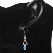 Synthetic Opal Sterling Silver Heart Earrings - e396